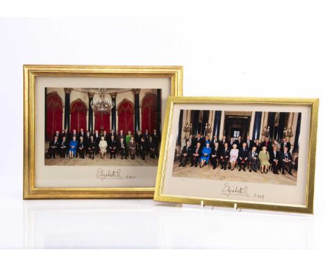 Members of the Order of Merit, two signed photographs of the Members attending the Order of Merit Lunch held by Queen Elizabe