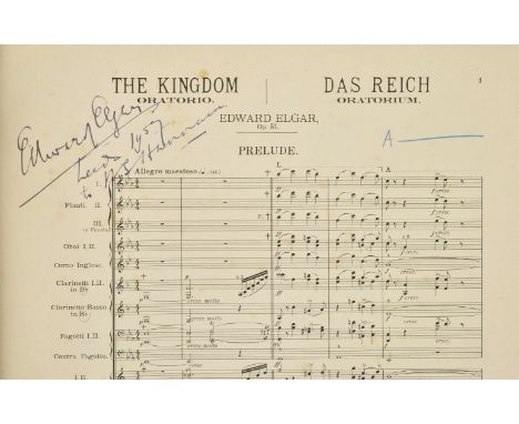 Elgar (Edward, 1857-1934). The Kingdom, an Oratorio by Edward Elgar, (Op. 51), 1st edition, Novello & Co., [1907],  full cond