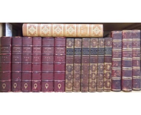 Bindings. Lettre Edite Ed Inedite Di Camillo Cavour, by Luigi Chiala, volumes 1-6, 1883-7, Torino, uniform contemporary gilt 