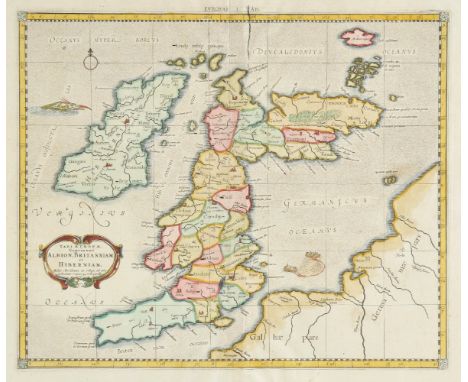 British Isles. Mercator (Gerard), Tab.1 Europae Continens Albion, Britanniam et Hiberniam, [1730], hand coloured engraved map