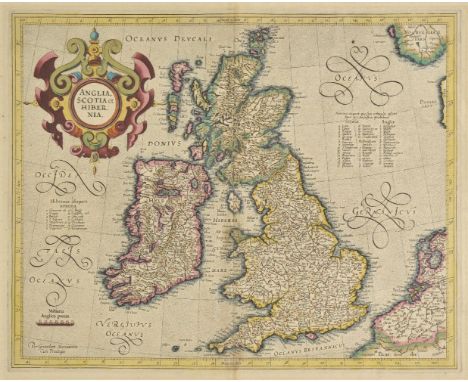 British Isles. Mercator (Gerard & Hondius Henricus), Anglia, Scotia et Hibernia, [1609 or later], engraved map with contempor