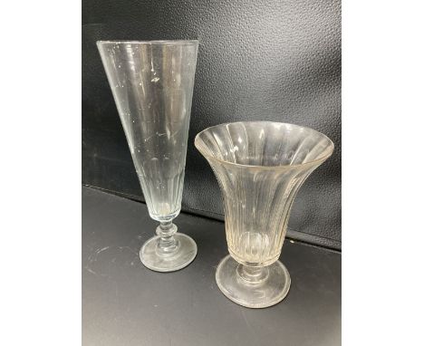 Two panel cut glass vases, first half 19th century, tallest 32cmCONDITION: Andrew Rudebeck collection.