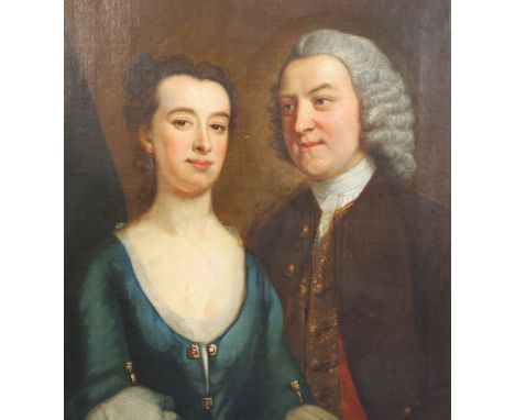 18th century English Schooloil on canvasDouble portrait of a husband and wife29.5 x 24.5in.CONDITION: Oil on canvas relined m