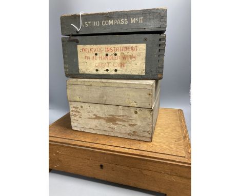 An Air Ministry Astro compass MkII, a similar compass, both cased, a Hydrographic Office Star Identifier and spare Azimuth ci
