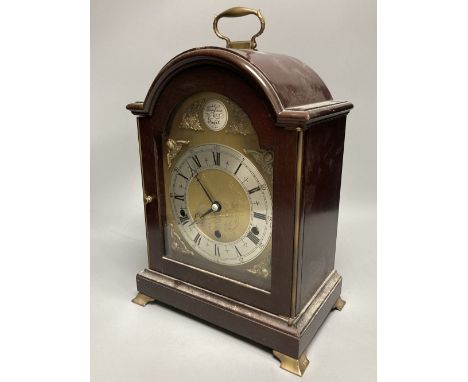 An Elliott mahogany chiming bracket clock, with traditional 14cm dial