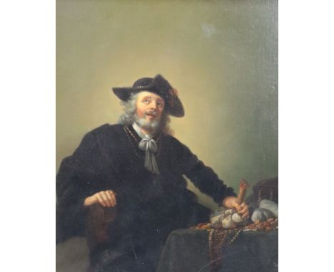 After Hendrik Gerritsz Pot (Dutch c. 1650-1657)oil on canvasThe Miser14 x 12.25in.CONDITION: Oil on canvas relined 20 - 30 ye