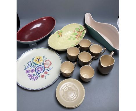 A Poole Pottery plate, a Carlton Ware dish, a Sylvac dish and sundry china, etc.