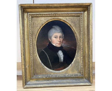 19th Century School, Head and shoulder portrait of Capt...Browne in the U.S.S Boston 1805; a gentleman wearing a green coat w