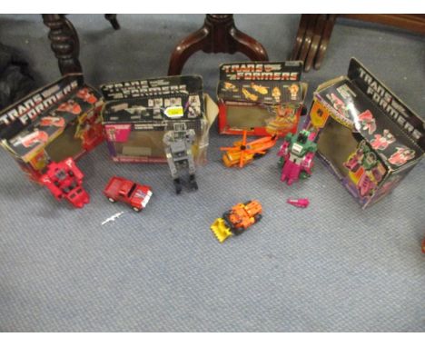 Transformers G1 Hasbro 1985-1986 with boxes to include 'Stunkicon Leader Motormaster' missing weapons, box very worn and used