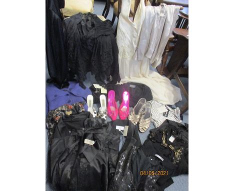 Modern clothing and shoes, most of the clothing new with original tags to include two ladies evening jackets in black with sa