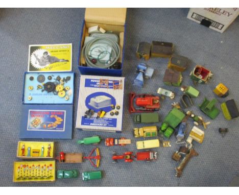 A collection of vintage Dinky toys, together with a Meccano Power Control Unit and Meccano gears outfit in original boxes, so