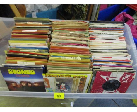 A collection of vinyl records singles, 45's, to include the Beatles, Rolling Stones, James Brown, The Kinks, John Lennon, Geo