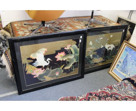 Japanese school "Herons by a Pond" large colour print.