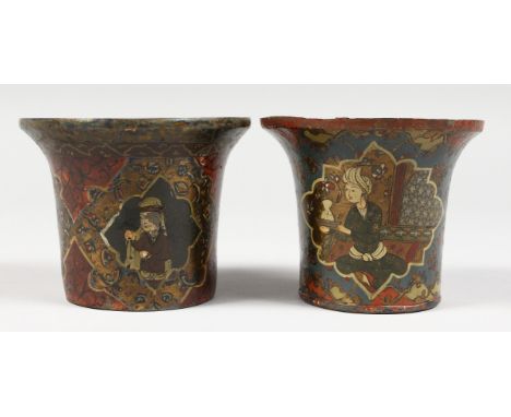 A pair of miniature eastern enamel jardinieres.