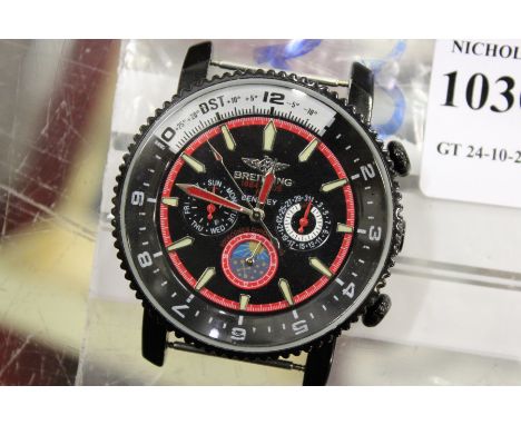 A gent's chronograph style wristwatch (no strap).