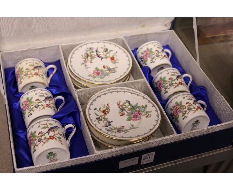 A set of six Aynsley Pembroke coffee cans and saucers, boxed.