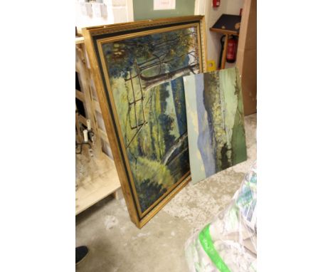 Mark W Pike, a pair of large oil on canvasses depicting local scenes together with a print.