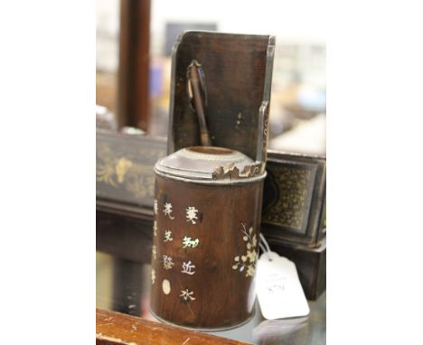 A good 19th century Chinese mother-of-pearl inlaid wood water pipe.