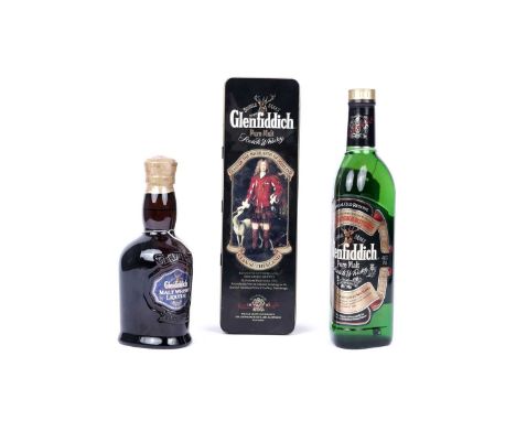 A Glenfiddich Malt Whisky Liqueur, 50cl, 40%; together with a Glenfiddich ‘Clans Of The Highlands Of Scotland’ Pure Malt Scot