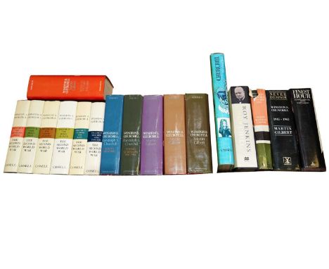 A selection of books by and about Winston Churchill, titles including: The Second World War, by Winston Churchill, 6 volumes;