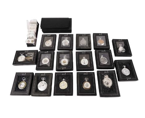 A collection of Atlas Editions The Heritage Collection pocket watches, with various designs, all in their boxes; together wit