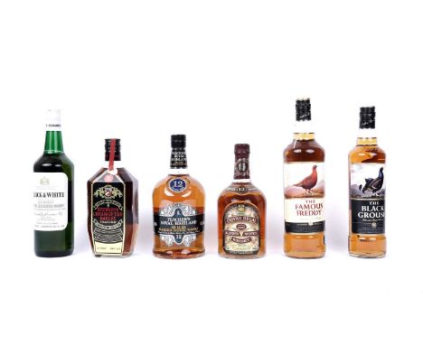 Six bottles of blended Scotch whisky, comprising of: a bottle of Pinwinnie Royale Scotch whisky, 12 years old, 75cl, 43%; The