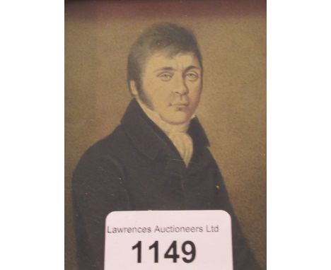 19th Century miniature watercolour portrait of a gentleman, 3.75ins x 3ins, gilt framedPainted on card. Condition good, origi