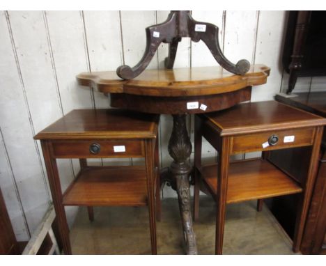 Victorian burr walnut shaped top fold-over card table, on carved column and tripod supportsWoodworm to legs, various losses t