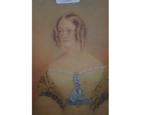 Attributed to Edward Tayler, 19th Century monogrammed watercolour, portrait of a young lady, 10ins x 8.5ins 