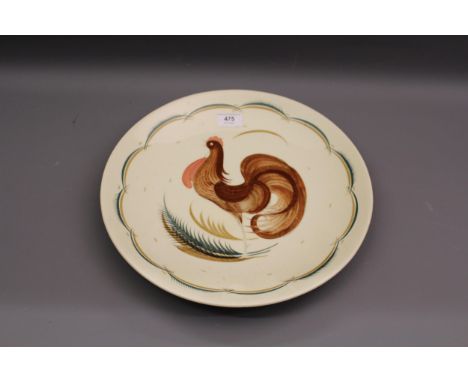 Rare Susie Cooper 14.5in Rooster pattern circular wall chargerSome surface scratches, otherwise in good condition 