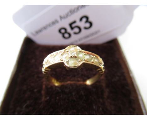 15ct Yellow gold Victorian split seed pearl set ring 