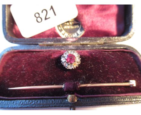 Victorian gold stick pin set ruby and diamonds, in a fitted caseGenerally good for its age. Slight signs of wear, damage or r