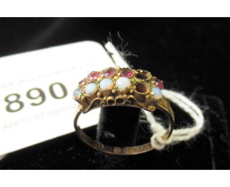 Victorian 9ct gold opal and garnet set ring (lacking two stones) 