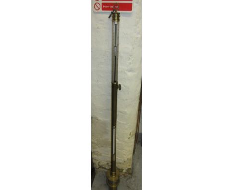 Negretti & Zambra, brass cased marine or observatory stick barometer, No. 1213, with single adjustable vernier and silvered s
