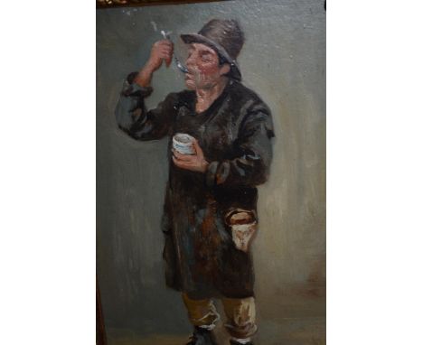 Ornate gilt framed oil, portrait of a vagabond, bearing signature, 9.5ins x 6ins 