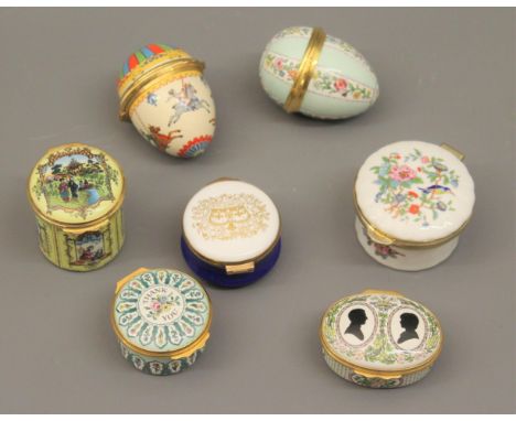 Seven various miniature trinket boxes by Halcyon Days, Aynsley etc. 