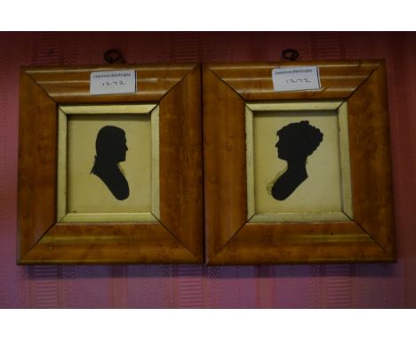 Group of five various 19th/20th Century maple framed silhouette framed portrait miniatures 