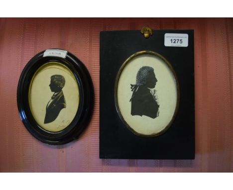 Group of five various 19th Century silhouette portrait miniatures in ebonised and walnut frames 