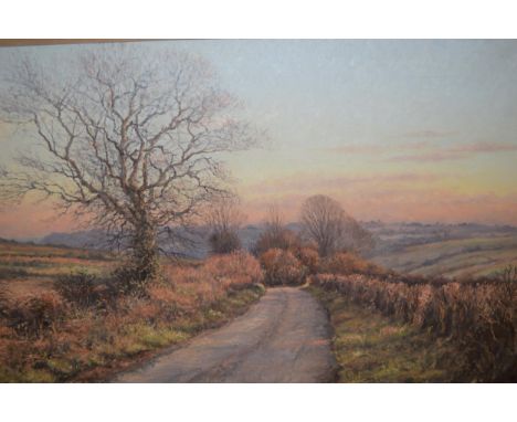 Mervyn Goode, 20th Century oil on canvas, fading Winter light over Priors Dean, signed, 19.5ins x 29.5ins, framed 