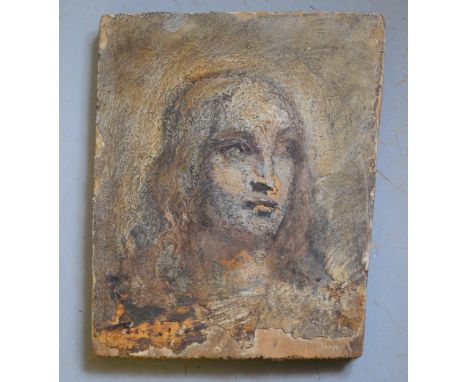 18th / 19th Century East European or Russian school oil on panel, an indistinct head and shoulder portrait (for restoration),