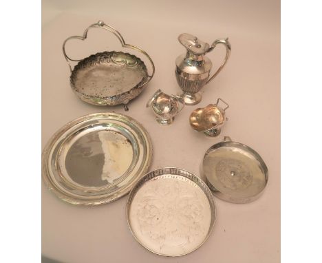 Small quantity of silver plated items including a coffee pot, sucrier etc. 