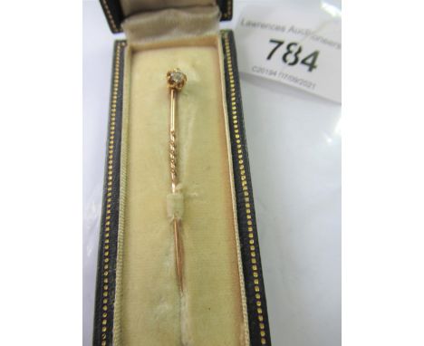 Victorian 15ct gold diamond solitaire stick pin in fitted case 