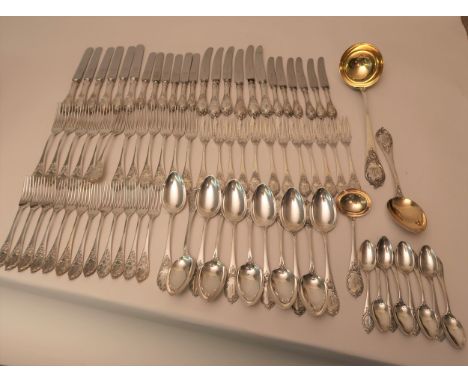 Good quality Continental silver (800 mark) canteen of cutlery, marked ' Nerklein ' comprising:  twelve dinner forks, eleven t