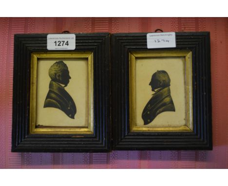 Group of five various 19th and 20th Century rectangular silhouette portrait miniatures, two with over gilded decoration 