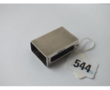 Engine turned small match box holder, 1.75” long B’ham  