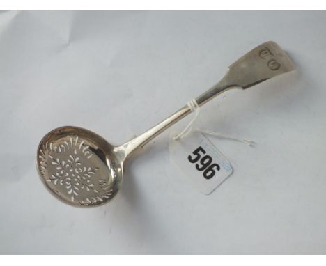 Exeter. Victorian fiddle pattern sifter ladle, 1857 by JS 40g.   