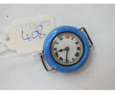Ladies blue enamel vintage wrist watch     