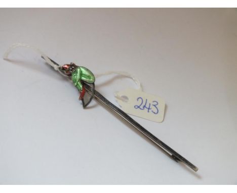 White metal and enamel pixie brooch 9cm long   