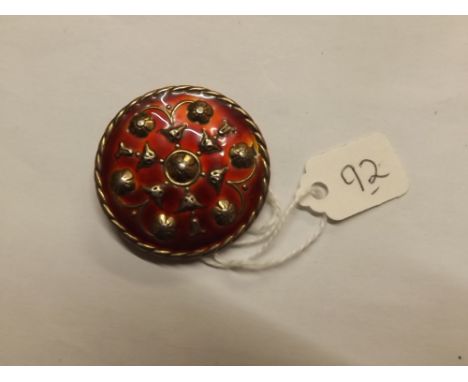  Andresen Scheinpflug Norway – Silver gilt &amp; guilloche enamel  circular brooch signed to reverse     