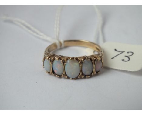 9ct opal five stone ring approx size P     